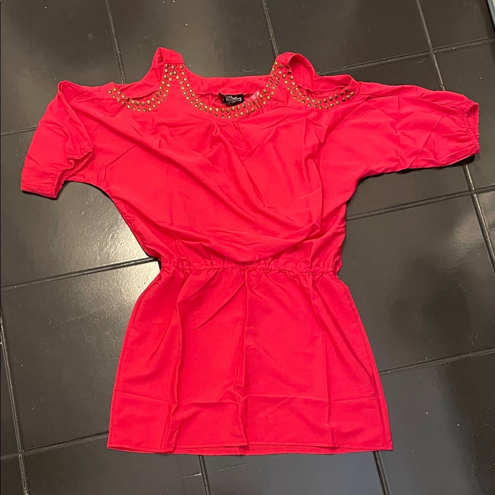 Angie Red Dress with Studded Accents